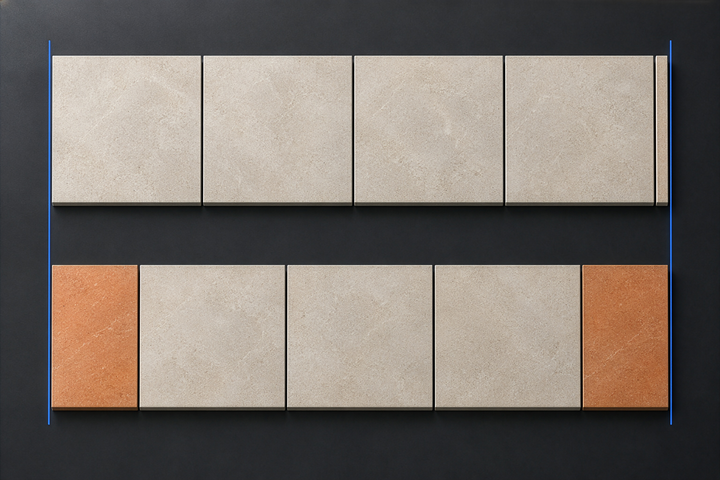 Tile cuts at the wall: plan the layout before you cut